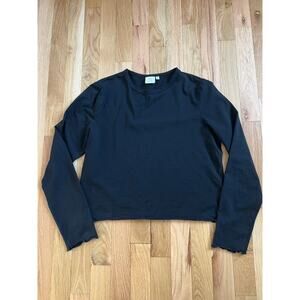 Good Luck Gem Black Long Sleeve Crop Fitted Lettuce Edge T-shirt Teen (YXL)